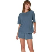 Hanes Women's Originals SuperSoft Comfywear Lounge Boxy T-Shirt \u0026 Sleep Shorts Set